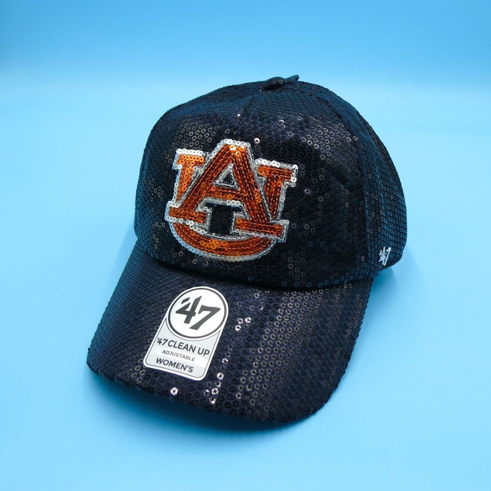 '47 Hat Womens Adjustable Auburn Tigers Navy Blue Sequin Sparkle Cap Polyester‎